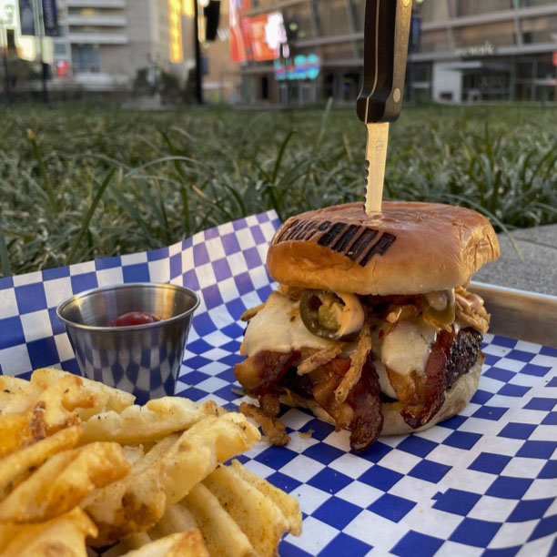 Chop Shop burger with fries